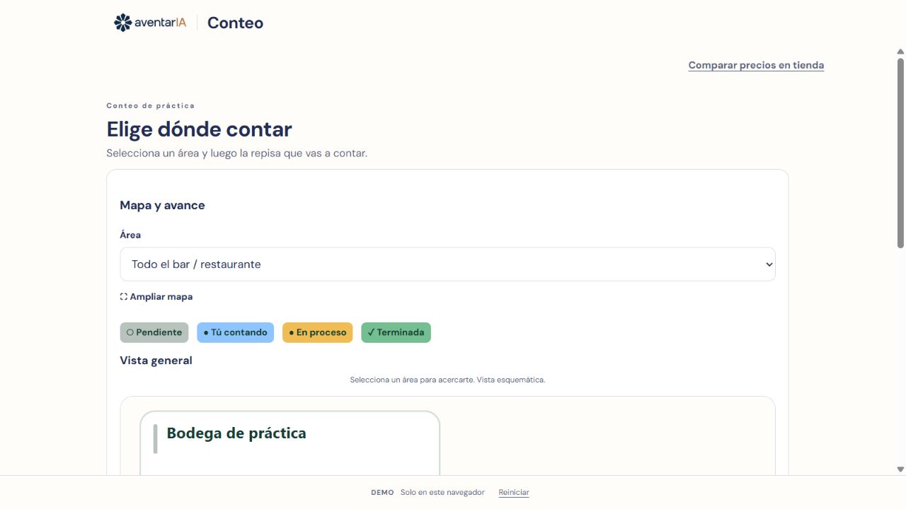 Demo actual de Conteo con áreas, divisiones de repisas y avance del conteo